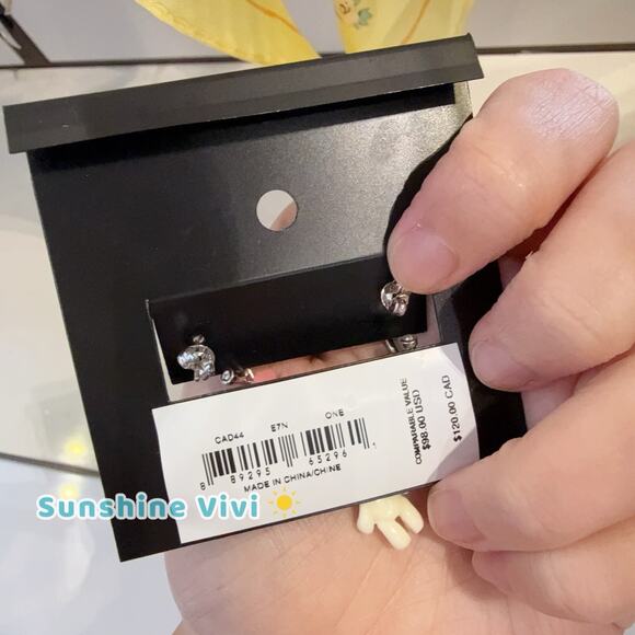 NWT Coach Mushroom And Teddy Bear Linear Earrings CAD44 Silver/Multi - Picture 2 of 7